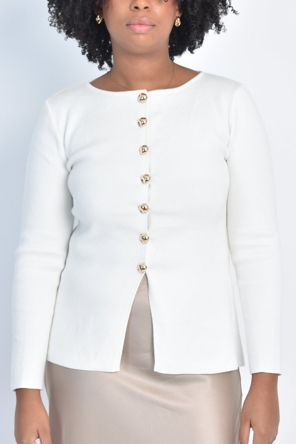 Gilet boutonné – Blanc Cassé