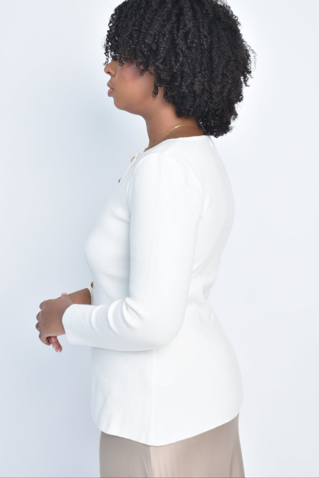 Gilet boutonné – Blanc Cassé