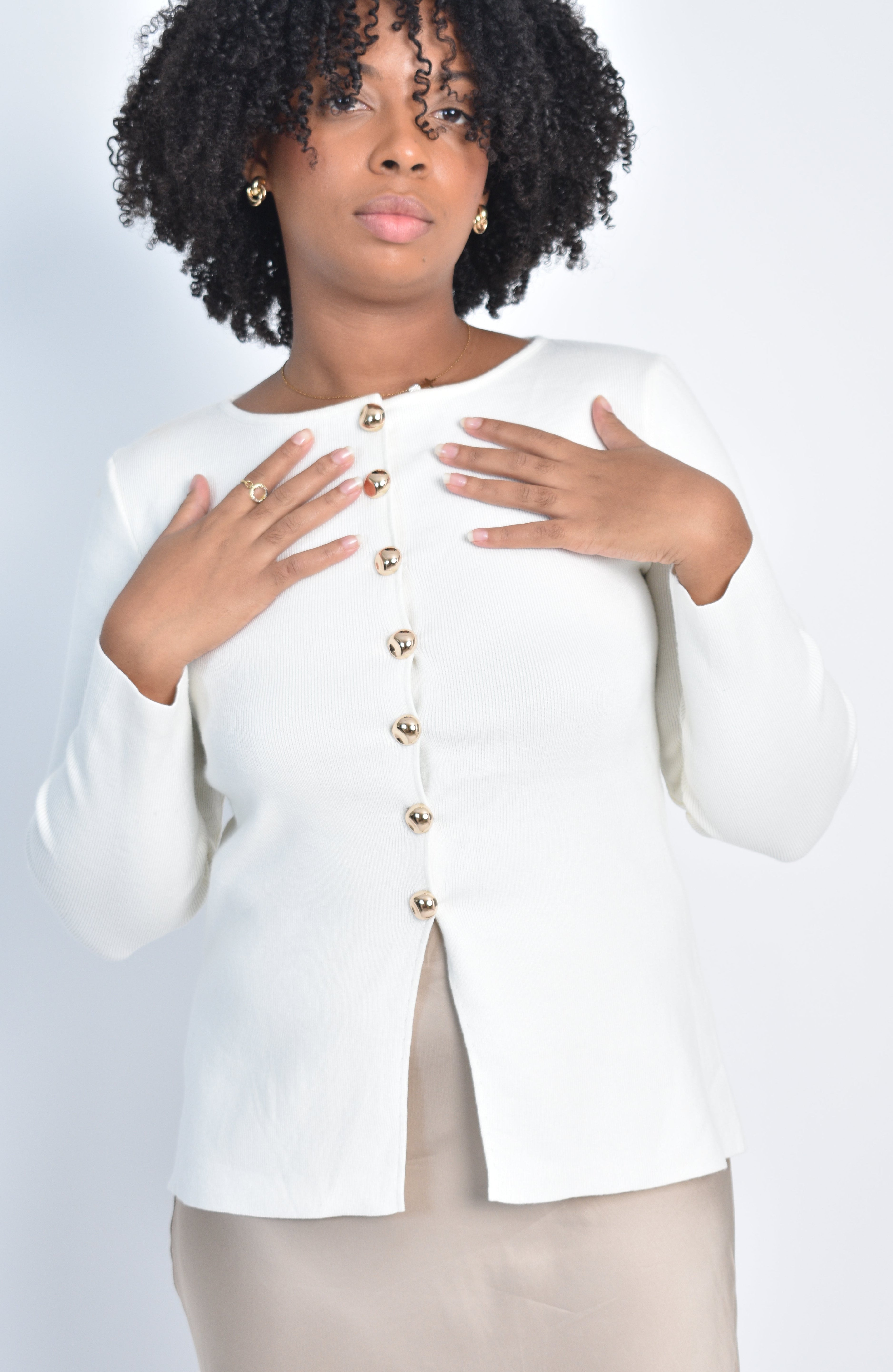 Gilet boutonné – Blanc Cassé